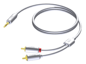 Procab CIB712, miniJACK stereo male naar 2 x RCA male, 2.0 meter
