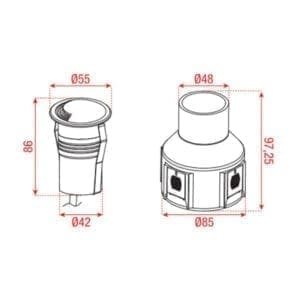 Artecta Shanghai-S1 Single 3000K - LED grondspotje met een warm witte LED (2 Watt)-37932