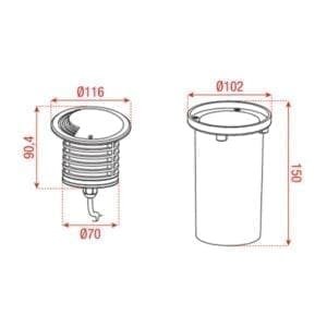 Artecta Shanghai-L6 Single 3000K - LED grondspot met warm witte LED's (3 Watt)-37934