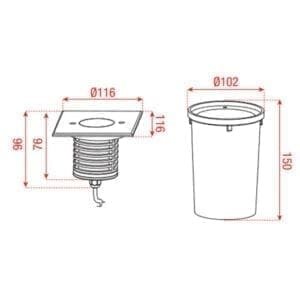 Artecta Missoula-3SQ Symmetric 3000K - LED grondspotje met warm witte LED's (6 Watt)-37942