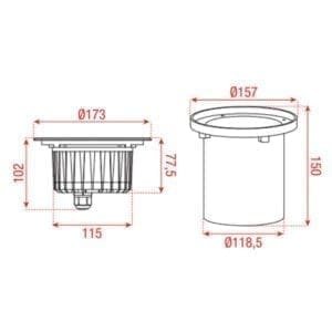 Artecta Houston-6R A-symmetric 3000K - LED grondspot met warm witte LED's (12 Watt)-37946