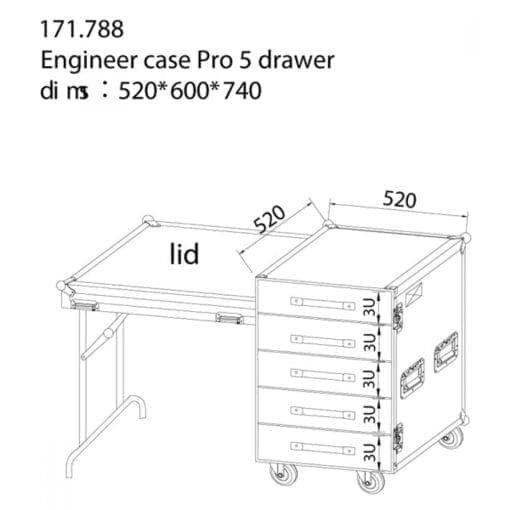 Power Dynamics PD-FA6 5 Drawer 3U Engineer Flightcase met tafel _Uit assortiment J&H licht en geluid 4 Power Dynamics PD-FA6 5 Drawer 3U Engineer Flightcase met tafel _Uit assortiment J&H licht en geluid 4