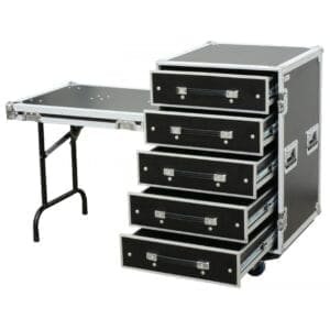 Power Dynamics PD-FA6 5 Drawer 3U Engineer Flightcase met tafel
