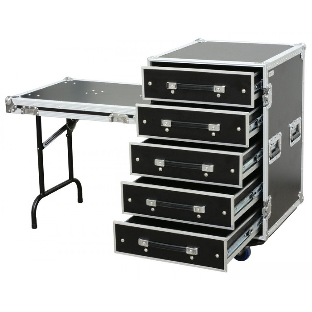 Power Dynamics PD-FA6 5 Drawer 3U Engineer Flightcase met tafel _Uit assortiment J&H licht en geluid Power Dynamics PD-FA6 5 Drawer 3U Engineer Flightcase met tafel _Uit assortiment J&H licht en geluid