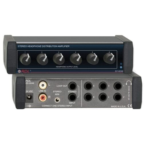 RDL EZ-HDA6X – stereo headphone distributor _Uit assortiment J&H licht en geluid