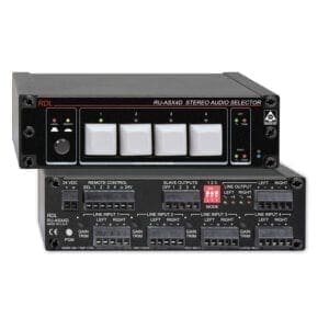 RDL RU-ASX4D – Stereo audio selector 4×1 _Uit assortiment J&H licht en geluid