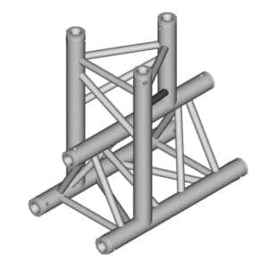 Duratruss DT 33 T38-T 3-weg truss koppelstuk, Recht Apex Down + Omlaag Duratruss DT 33 J&H licht en geluid