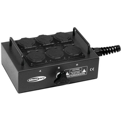 Showtec BO-6-PG Break-out box, 6 Schuko uitgangen, zonder kabel Breakoutboxes J&H licht en geluid