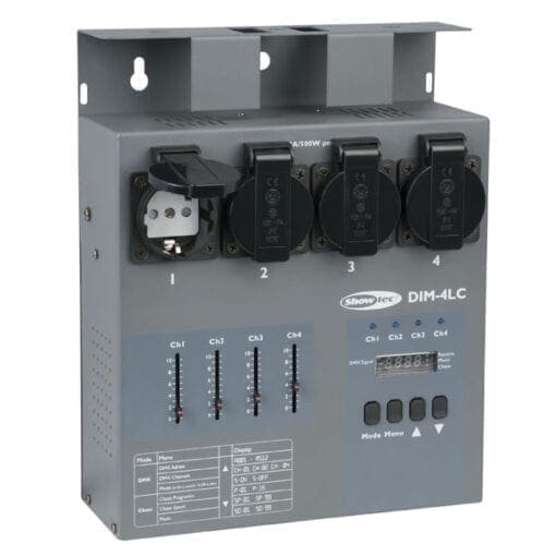 Showtec DIM-4LC – 4-kanaals DMX dimmerpack (met ‘local control’) Dimmerpacks J&H licht en geluid