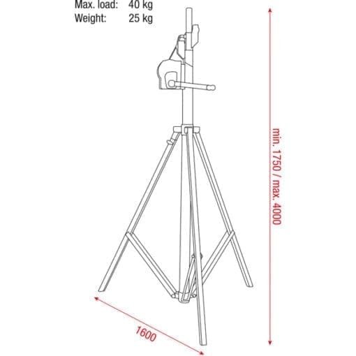Showtec Wind-Up statief SWL 50kg, 1,75 – 4,00 meter _Uit assortiment J&H licht en geluid 4