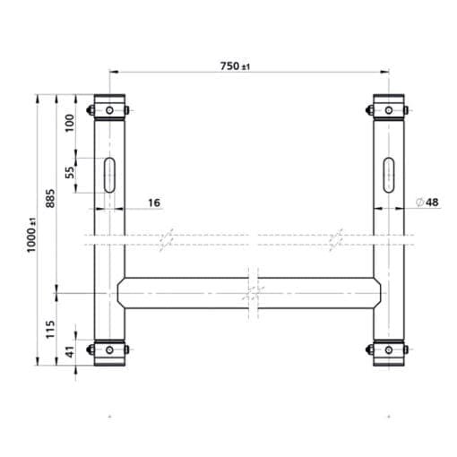 Showtec H-downrigger voor de FT en FQ serie (aluminium) Podium en rigging J&H licht en geluid 2