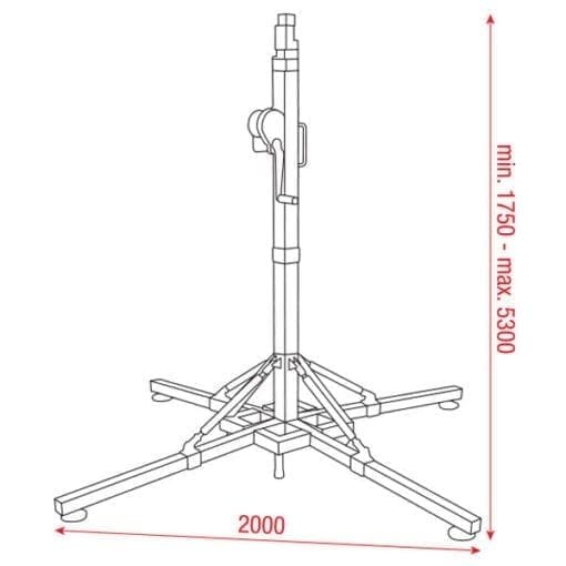 Showtec LT-150/5 Wind-Up Statief BGV-C1, 1,75 – 5,30 meter, max. 150 kg _Uit assortiment J&H licht en geluid 6