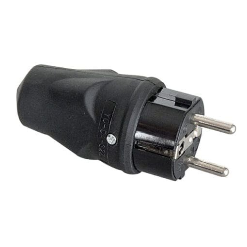 Showtec rubberen Schuko stekker, zwart Aansluitingen 240 V J&H licht en geluid