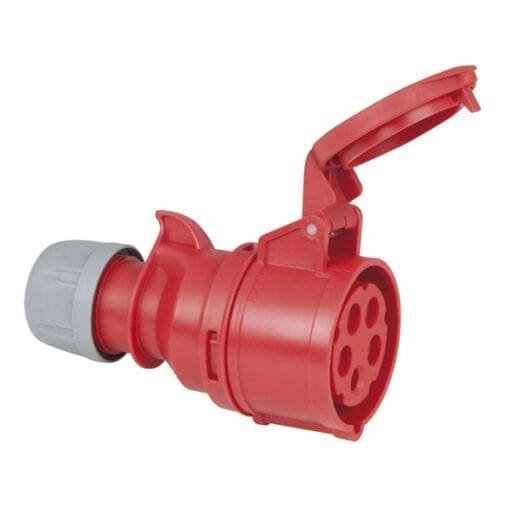 Showtec 5-polige CEE female connector 16A – IP44 (rood) Aansluitingen 400 V J&H licht en geluid