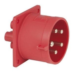 Showtec 5-polige CEE male chassis 32A – IP44 (rood) Aansluitingen 400 V J&H licht en geluid