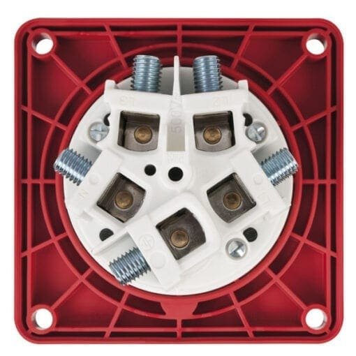 Showtec 5-polige CEE female chassis 125A – IP67 (rood) Aansluitingen 400 V J&H licht en geluid 2
