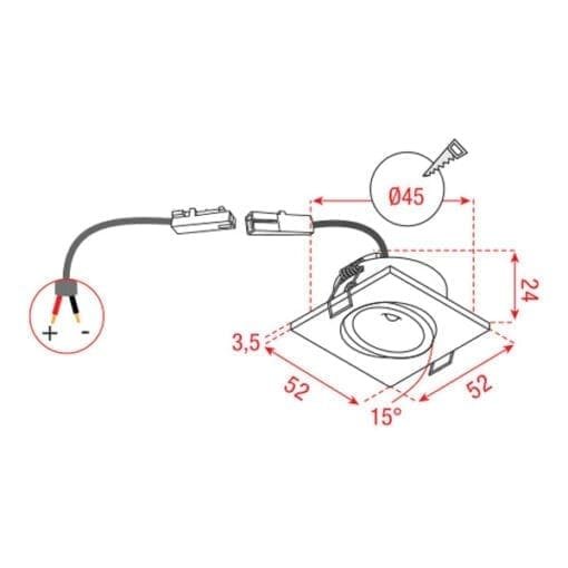 Artecta Fortaleza SQ WW Turn – LED plafondspotje met een 3W warm witte LED Recessed_02 J&H licht en geluid 2