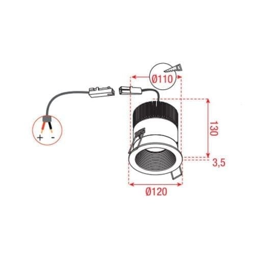 Artecta Frose-2R WW XL – Inbouw plafondspot met een warm witte LED (700 mA, 15 Watt) Recessed_02 J&H licht en geluid 2