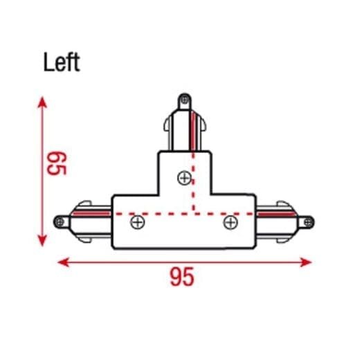 Artecta T-stuk (links) voor 3 1-fase tracks, wit Accessoires railverlichting J&H licht en geluid 2