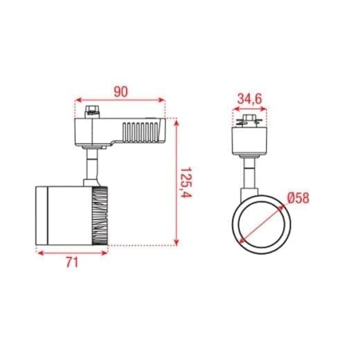 Artecta New York-S – Plafondspotje met een 1-fase track adapter, zilvergrijs Architectuur- verlichting J&H licht en geluid 2