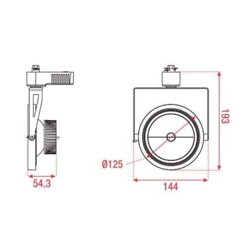 Artecta Barcelona-B – Plafondspotje met een 1-fase track adapter, zwart _Uit assortiment J&H licht en geluid 2