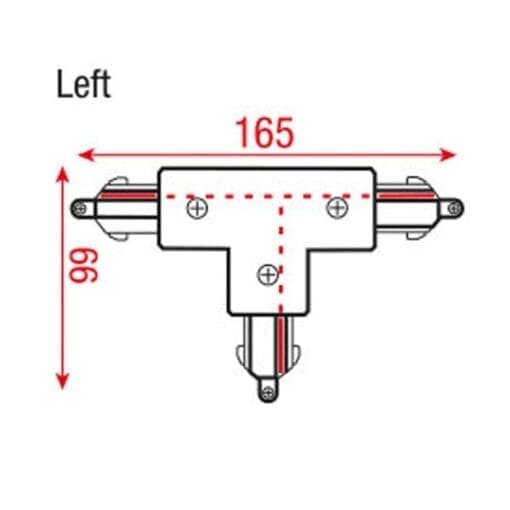 Artecta T-stuk (links) voor 3 3-fase tracks, zwart Accessoires railverlichting J&H licht en geluid 2