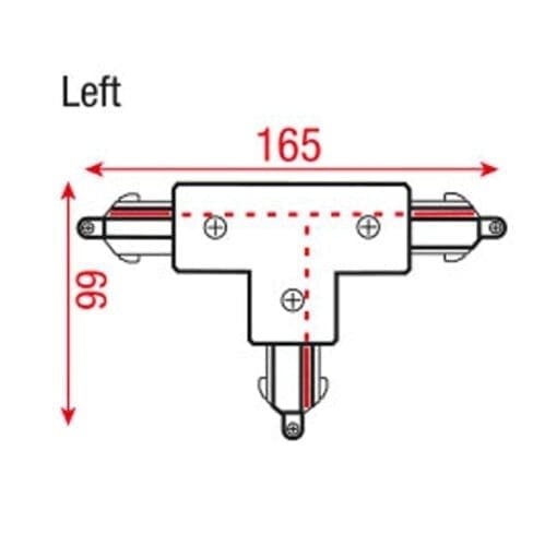 Artecta T-stuk (links) voor 3 3-fase tracks, wit Accessoires railverlichting J&H licht en geluid 2