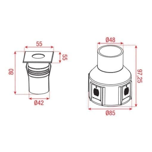 Artecta Fresno-1SQ A-symmetric 3000K – LED grondspotje met een warm witte LED (2 Watt) High Voltage J&H licht en geluid 2