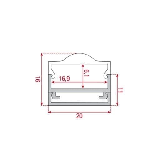 Artecta Profile pro 12 surface – Aluminium opbouwprofiel voor een flexibele LED strip (met een cover) Architectuur- verlichting J&H licht en geluid 3
