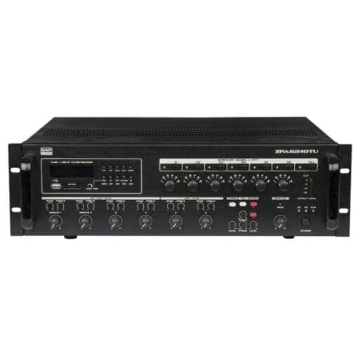 DAP ZPA-6240TU – 100V zone versterker / mixer / media-player / tuner (240 Watt) _Uit assortiment J&H licht en geluid