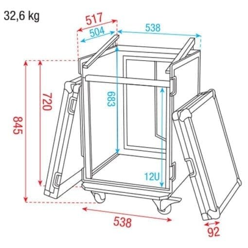 DAP 19 inch flightcase (12HE front, 10HE top) hoezen en kisten J&H licht en geluid 3