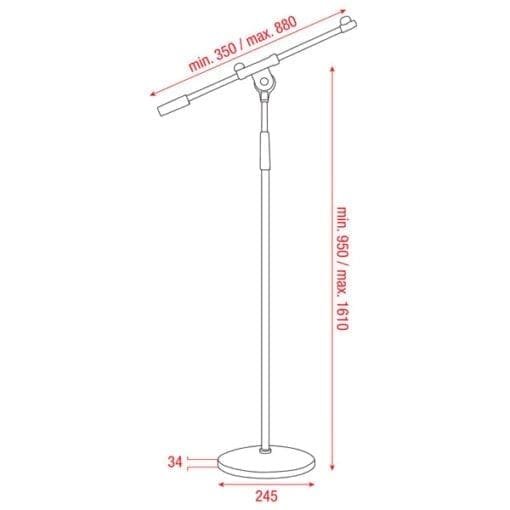 DAP Base microfoonstatief 3Kg 160cm met verstelbare arm Audio J&H licht en geluid 2