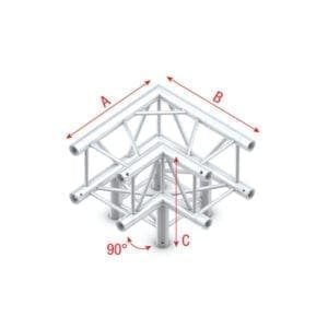 Showtec DQ22-012 3-weg truss koppelstuk, Hoek 90 + omlaag Deco-vierkant J&H licht en geluid