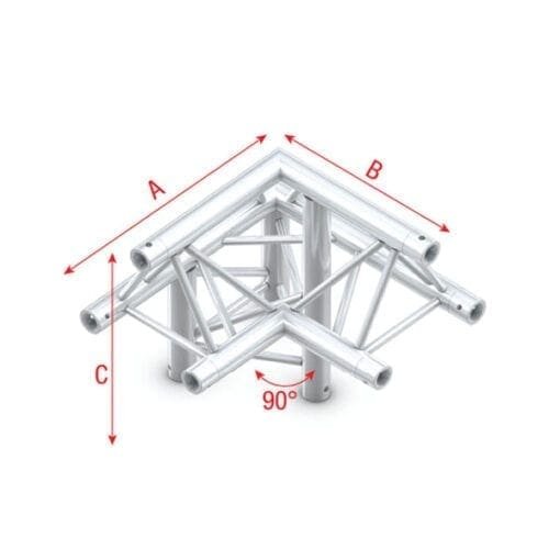 Showtec DT22-011 3-weg truss koppelstuk Apex Up, Hoek 90 + Links omlaag Deco-driehoek J&H licht en geluid