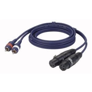 DAP kabel, 2 x XLR Female – 2 x RCA (tulp) Male, 3 meter Kabels en aansluitingen J&H licht en geluid