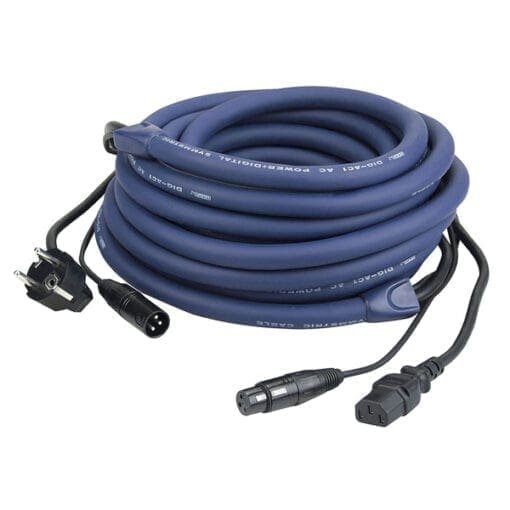 DAP Licht Power/Signaal kabel Schuko male – IEC female & XLR male – XLR female, 15 meter Gecombineerde stroom- en lichtsignaalkabels J&H licht en geluid