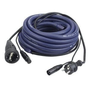 DAP Licht Power/Signaal kabel, Schuko male – Schuko female & XLR male – XLR female, 6 meter Gecombineerde stroom- en lichtsignaalkabels J&H licht en geluid