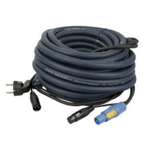 DAP Licht Power/Signaal kabel, Schuko male – Powercon male & XLR male – XLR female, 10 meter Gecombineerde stroom- en lichtsignaalkabels J&H licht en geluid