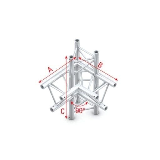 Showtec FT30-015 4-weg truss koppelstuk, Hoek 90 + Links omhoog/omlaag Podium en rigging J&H licht en geluid