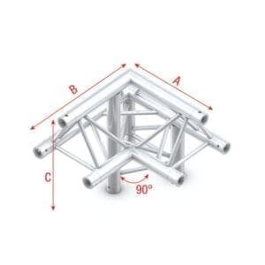 Showtec GT30-010 3-weg truss koppelstuk Apex Up, Hoek 90 + Rechts omlaag Podium en rigging J&H licht en geluid