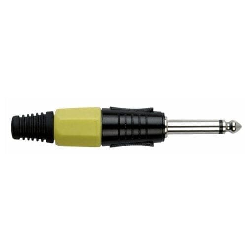 DAP Jackplug 6.3mm Mono Zwart met Gele eindkap Aansluitingen en connectoren J&H licht en geluid