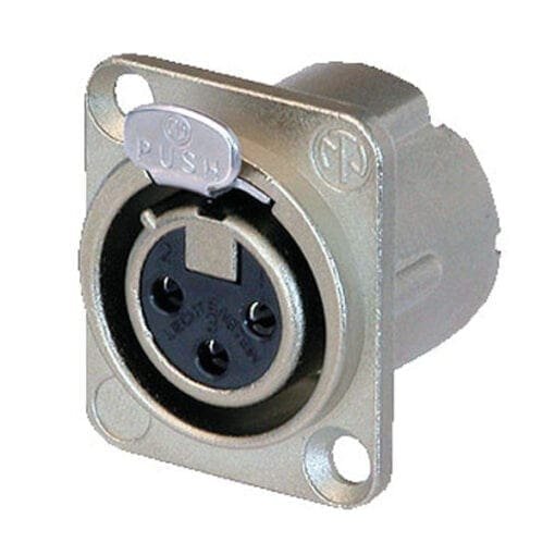 Neutrik FDL-1 3-polige XLR female chassis, D-size, Nikkel Aansluitingen en connectoren J&H licht en geluid