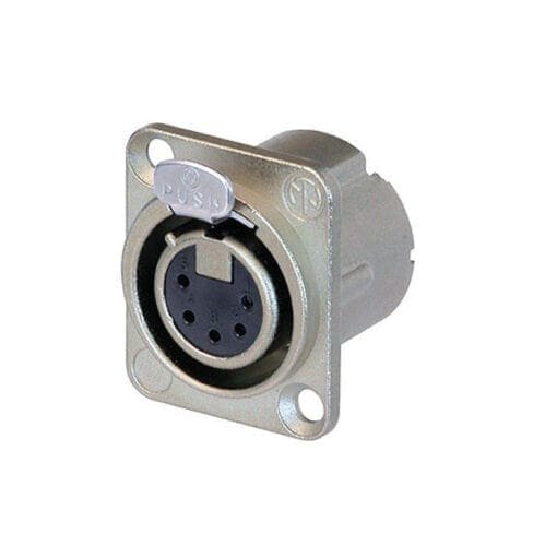 Neutrik 5-pins XLR female chassis (nikkel) Aansluitingen en connectoren J&H licht en geluid