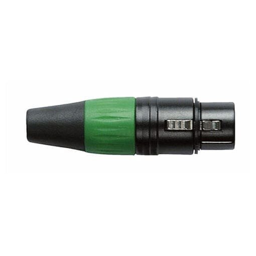 DAP N-CON 3-polige XLR female connector, Zwart, groene eindkap Aansluitingen en connectoren J&H licht en geluid