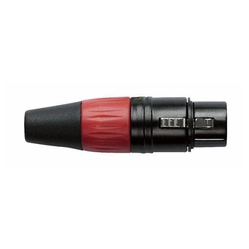 DAP N-CON 3-polige XLR female connector, Zwart, rode eindkap Aansluitingen en connectoren J&H licht en geluid