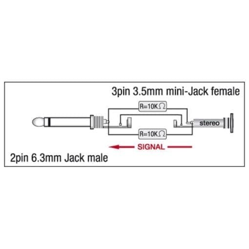 DAP Xcaliber Jack male mono – miniJack female stereo adapter Adapters J&H licht en geluid 2