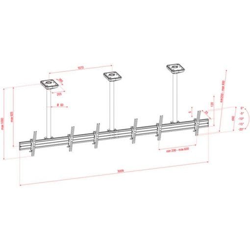 Showgear PCM4555S-3 Triple Screen Ceiling Mount Short Audiovisueel J&H licht en geluid 2