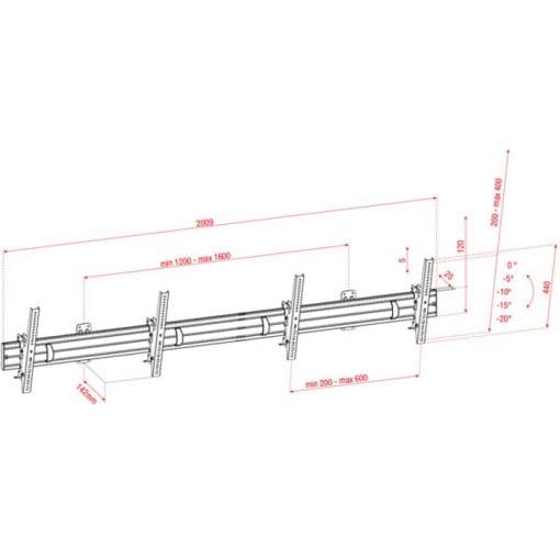 Showgear PWM4555-2 Dual Screen Wall Mount _Uit assortiment J&H licht en geluid 2