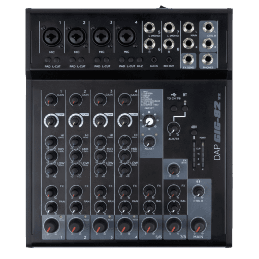 DAP GIG-82 V2 8-kanaals analoog mengpaneel met FX Audio J&H licht en geluid 3