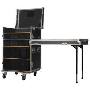 SHOWGEAR Storage Case 2 – Met 4 kratten en 2 werkoppervlakken Diverse kisten J&H licht en geluid